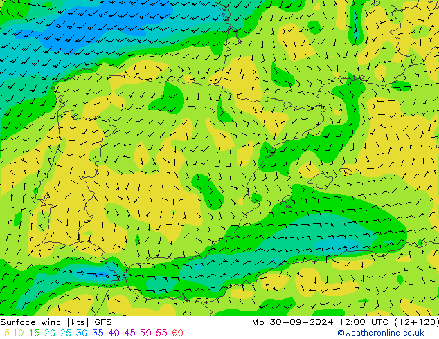 Bodenwind GFS Mo 30.09.2024 12 UTC