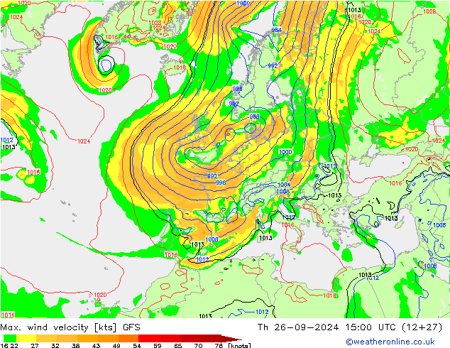 Max. wind velocity GFS Th 26.09.2024 15 UTC