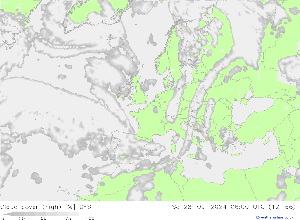 Nubi alte GFS sab 28.09.2024 06 UTC