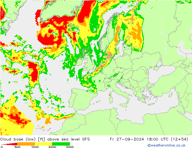 Cloud base (low) GFS Sex 27.09.2024 18 UTC