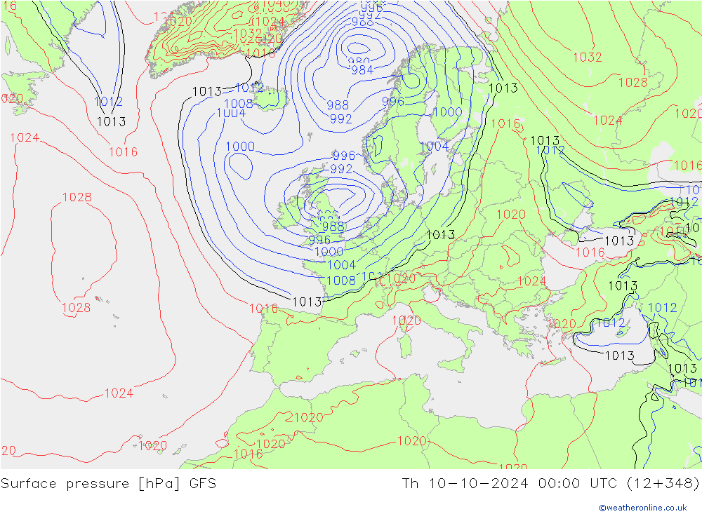 pression de l'air GFS jeu 10.10.2024 00 UTC