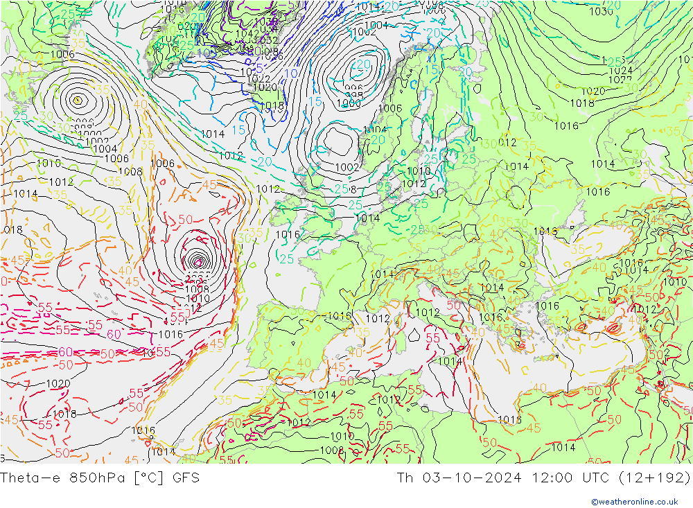 Theta-e 850hPa GFS Outubro 2024