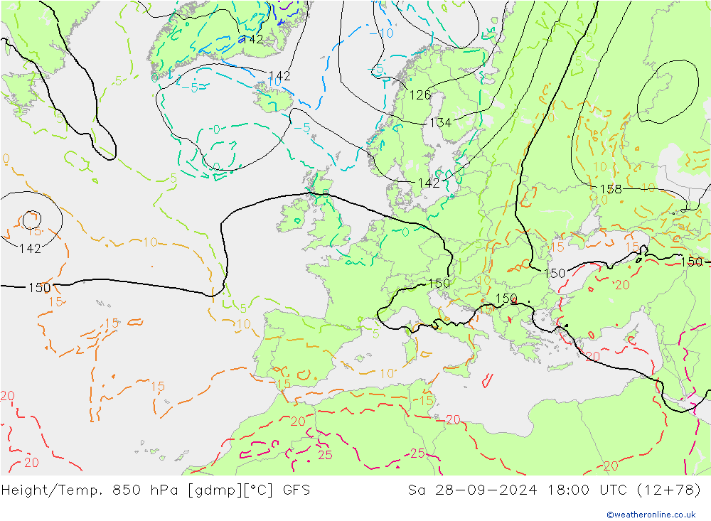 Z500/Regen(+SLP)/Z850 GFS za 28.09.2024 18 UTC