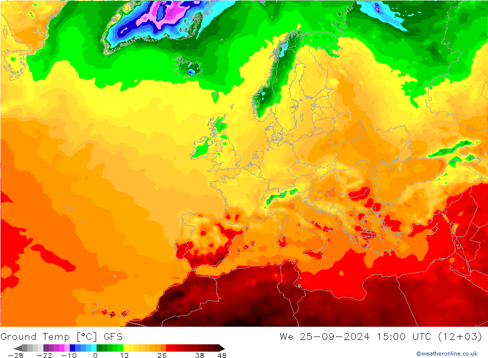 Ground Temp GFS We 25.09.2024 15 UTC