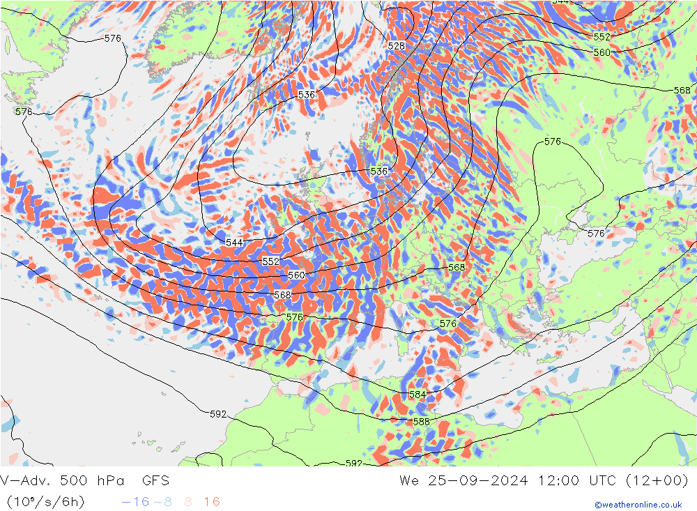 V-Adv. 500 hPa GFS St 25.09.2024 12 UTC