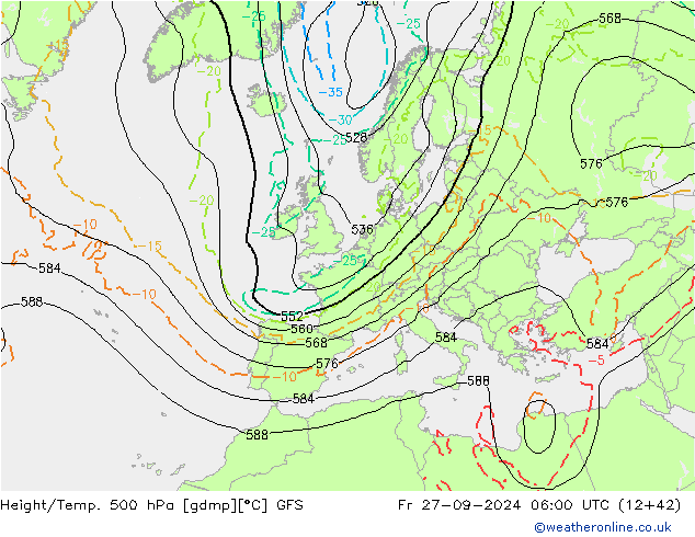 Height/Temp. 500 hPa GFS pt. 27.09.2024 06 UTC