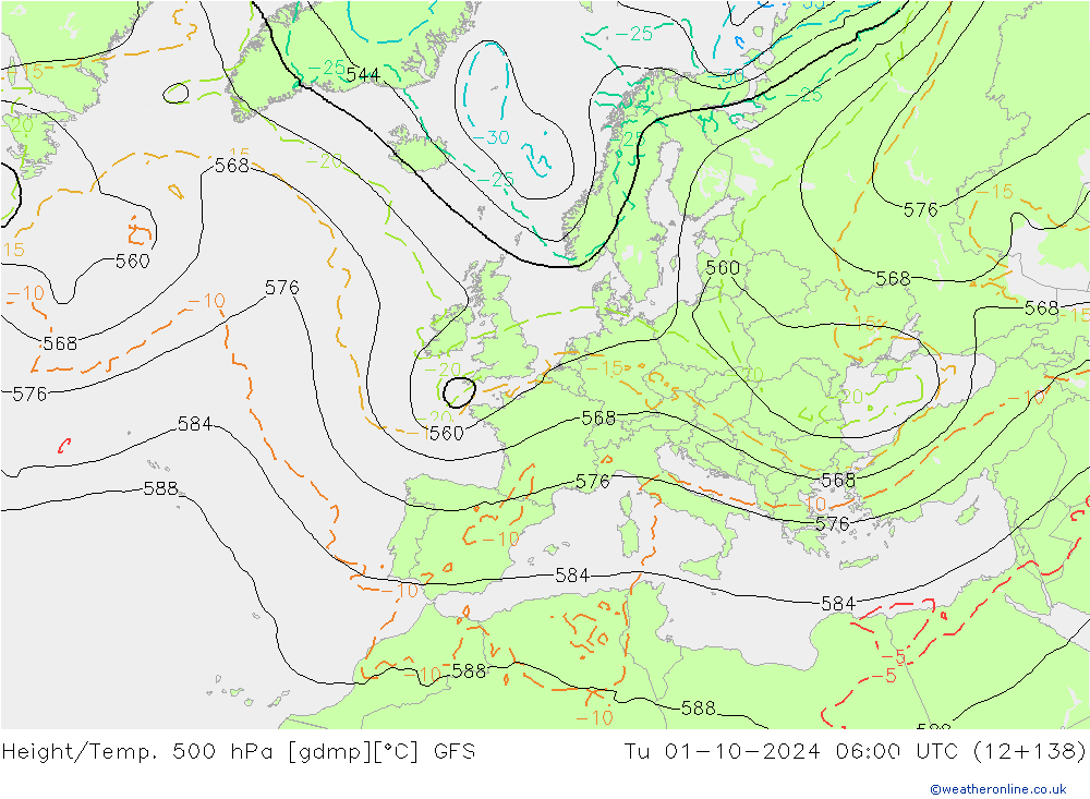 Z500/Regen(+SLP)/Z850 GFS di 01.10.2024 06 UTC