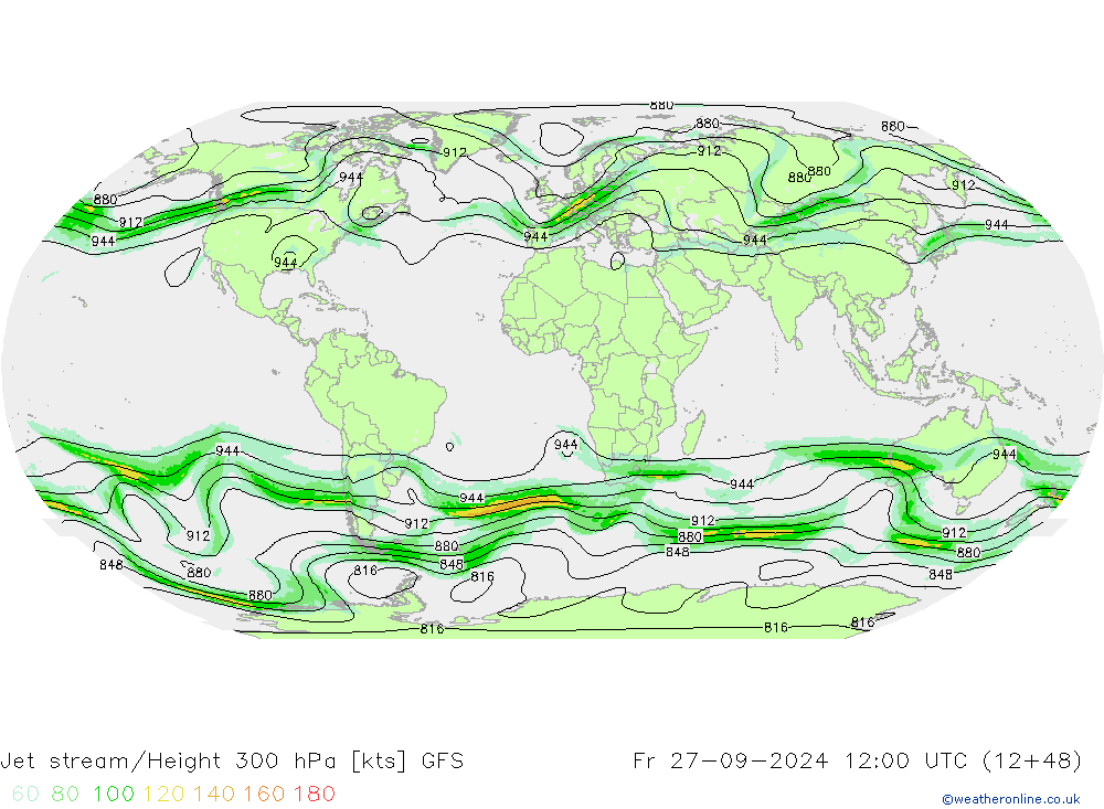 Jet stream/Height 300 hPa GFS September 2024