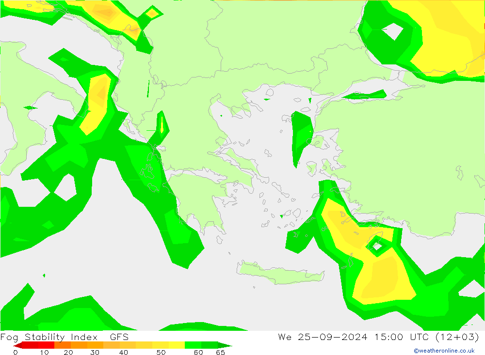 Fog Stability Index GFS mer 25.09.2024 15 UTC