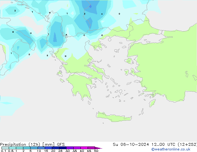 Precipitation (12h) GFS Ne 06.10.2024 00 UTC