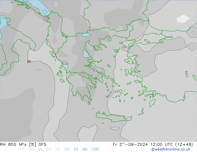 RH 850 hPa GFS September 2024