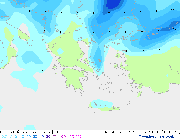 Precipitation accum. GFS Po 30.09.2024 18 UTC