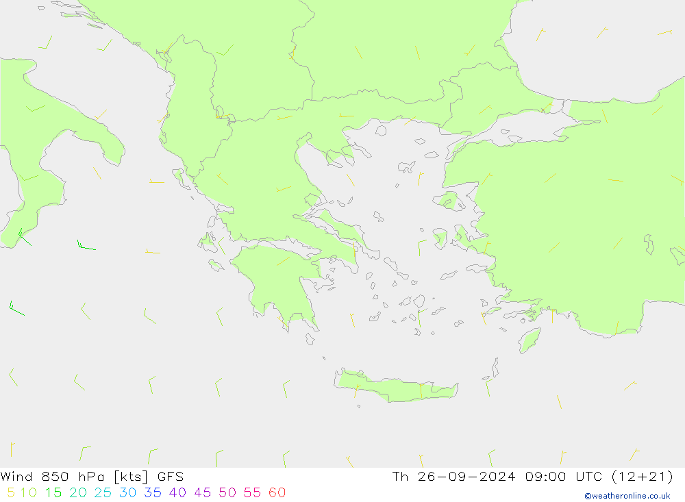 Wind 850 hPa GFS Th 26.09.2024 09 UTC