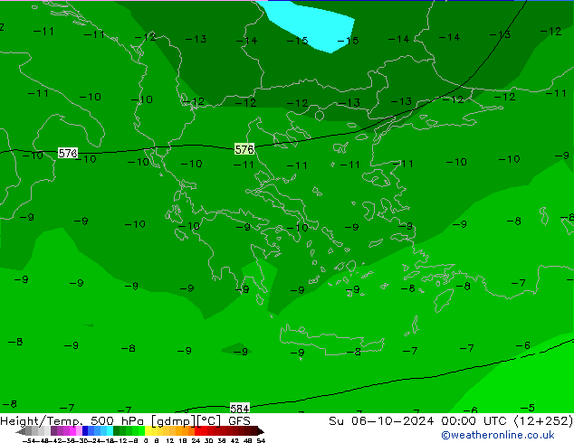 Z500/Rain (+SLP)/Z850 GFS dom 06.10.2024 00 UTC