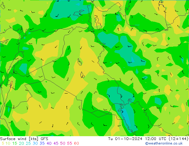 Bodenwind GFS Di 01.10.2024 12 UTC