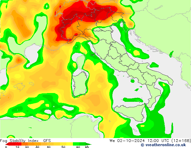 Fog Stability Index GFS mer 02.10.2024 12 UTC