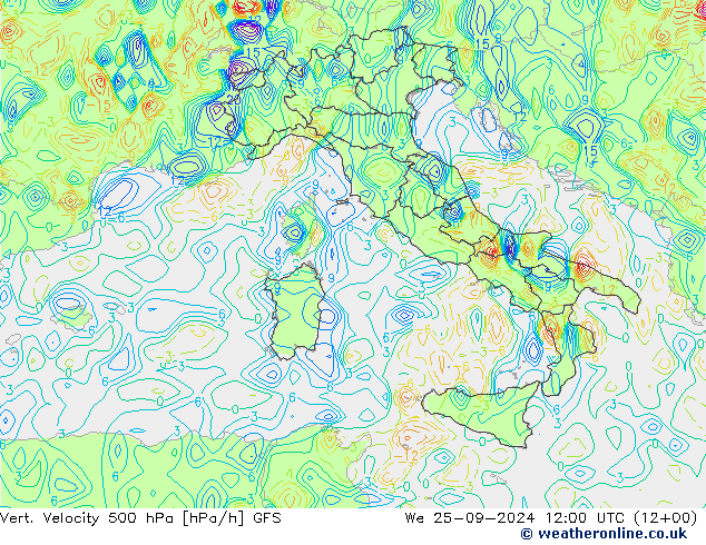 Vert. Velocity 500 hPa GFS Qua 25.09.2024 12 UTC