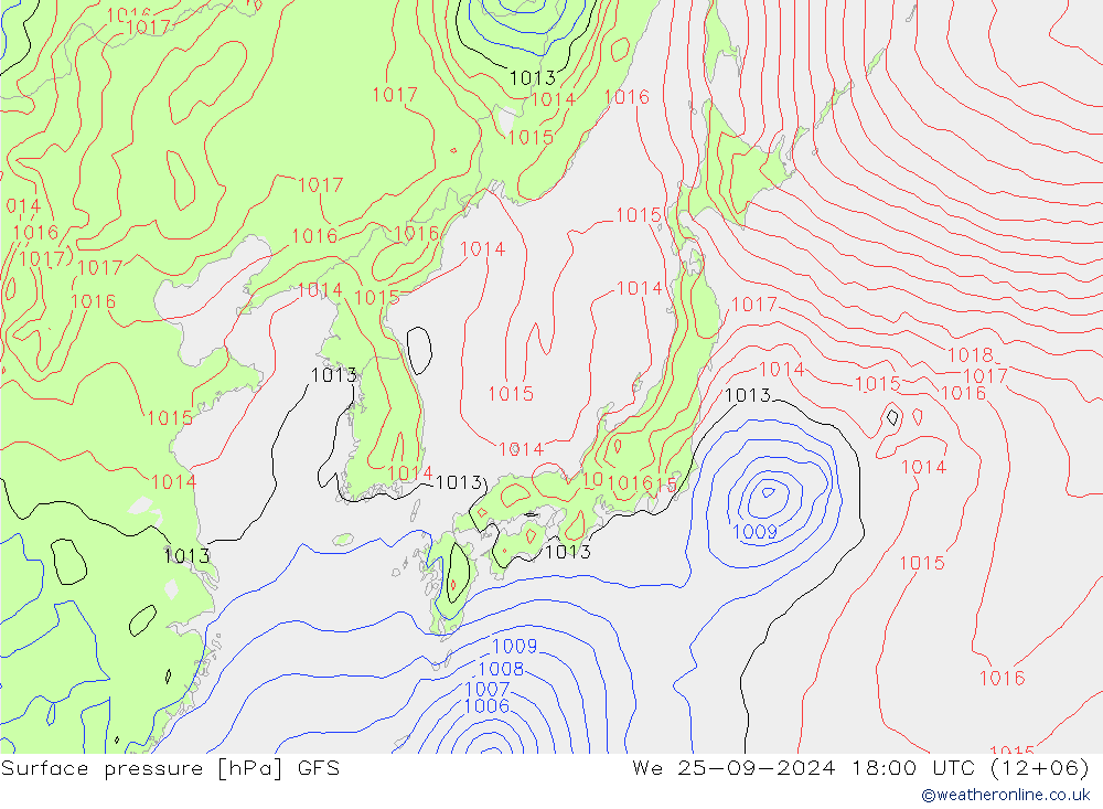 GFS: śro. 25.09.2024 18 UTC