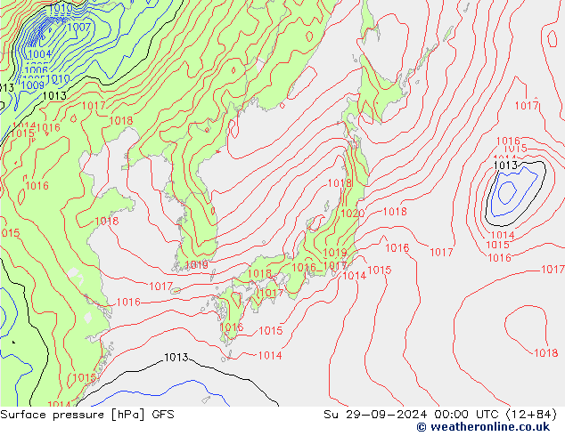 pression de l'air GFS dim 29.09.2024 00 UTC