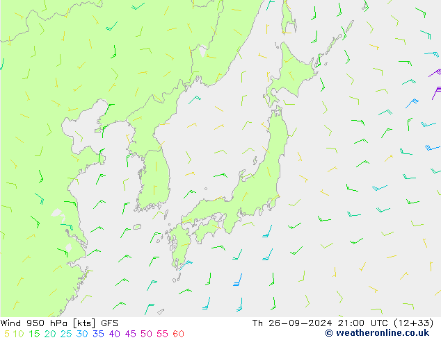 Wind 950 hPa GFS Th 26.09.2024 21 UTC