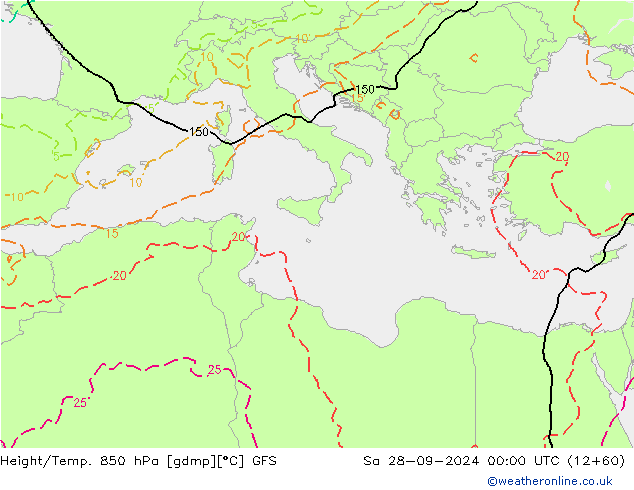 Z500/Rain (+SLP)/Z850 GFS Sa 28.09.2024 00 UTC