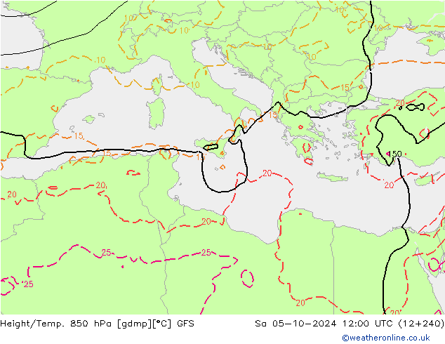 Z500/Rain (+SLP)/Z850 GFS  05.10.2024 12 UTC