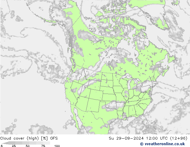 Nubi alte GFS dom 29.09.2024 12 UTC