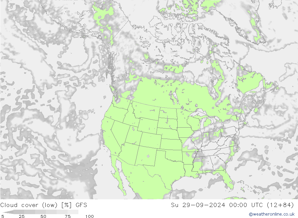 zachmurzenie (niskie) GFS nie. 29.09.2024 00 UTC