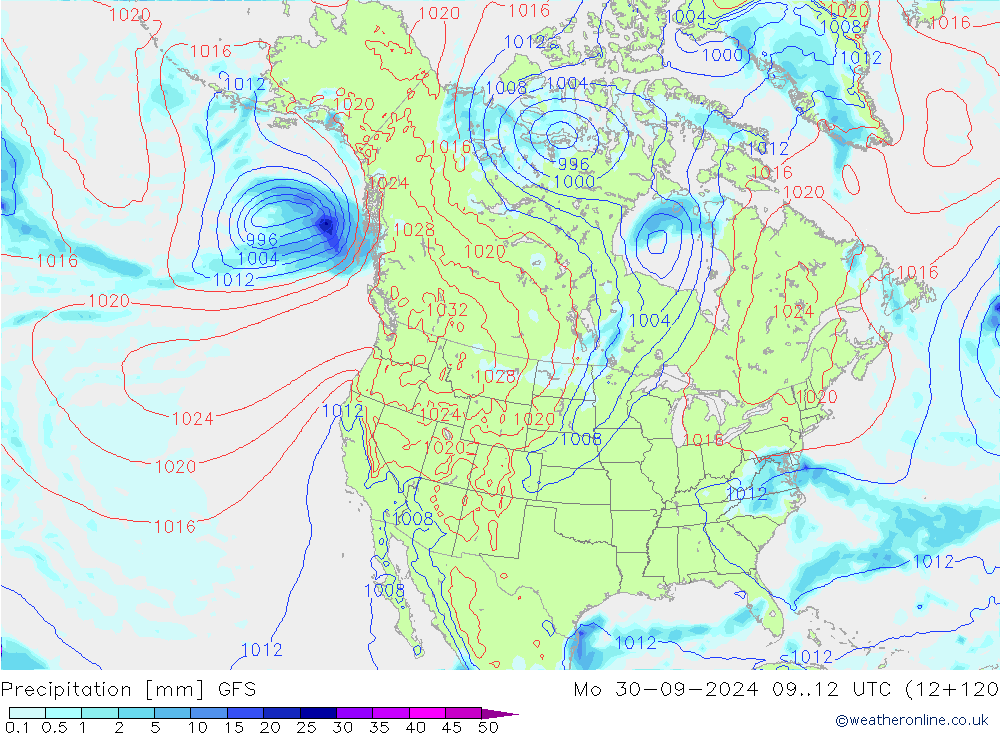 Precipitation GFS Mo 30.09.2024 12 UTC