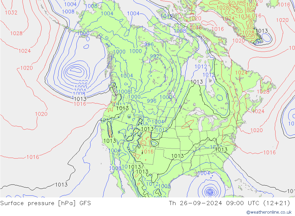 Surface pressure GFS Th 26.09.2024 09 UTC