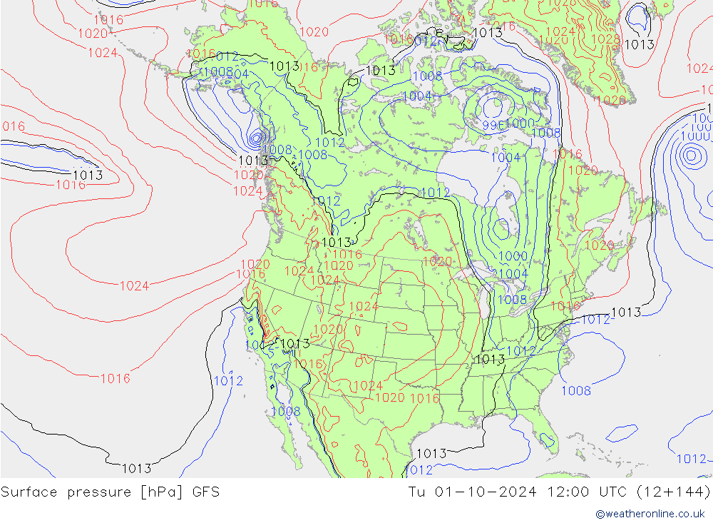 Pressione al suolo GFS mar 01.10.2024 12 UTC