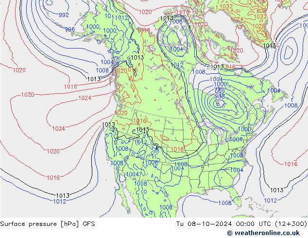 pression de l'air GFS mar 08.10.2024 00 UTC