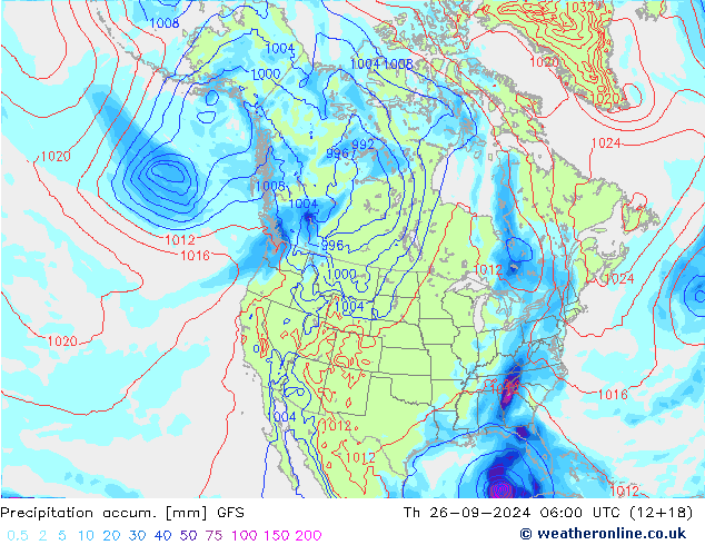 Precipitation accum. GFS чт 26.09.2024 06 UTC