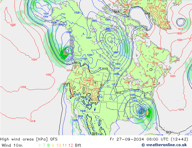 High wind areas GFS vie 27.09.2024 06 UTC