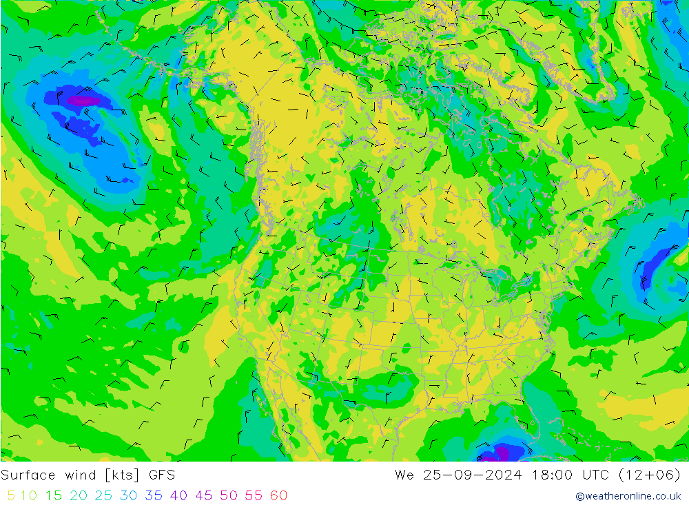 Prec 6h/Wind 10m/950 GFS mer 25.09.2024 18 UTC