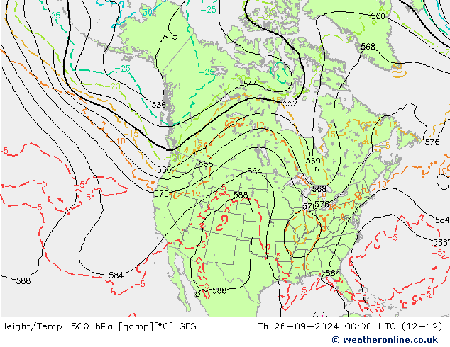 Z500/Yağmur (+YB)/Z850 GFS Per 26.09.2024 00 UTC