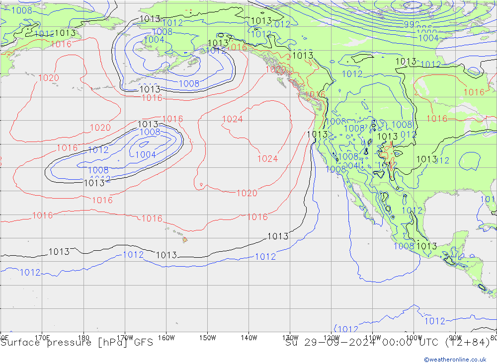 Surface pressure GFS Su 29.09.2024 00 UTC