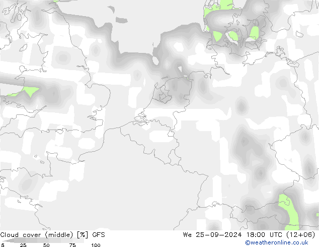 oblačnosti uprostřed GFS St 25.09.2024 18 UTC