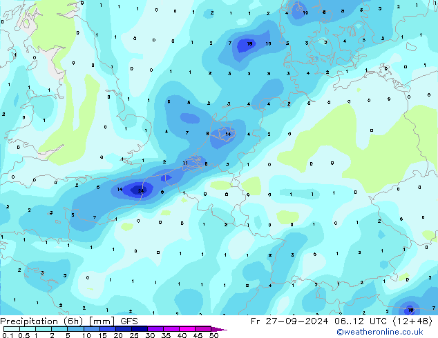 Z500/Rain (+SLP)/Z850 GFS  27.09.2024 12 UTC