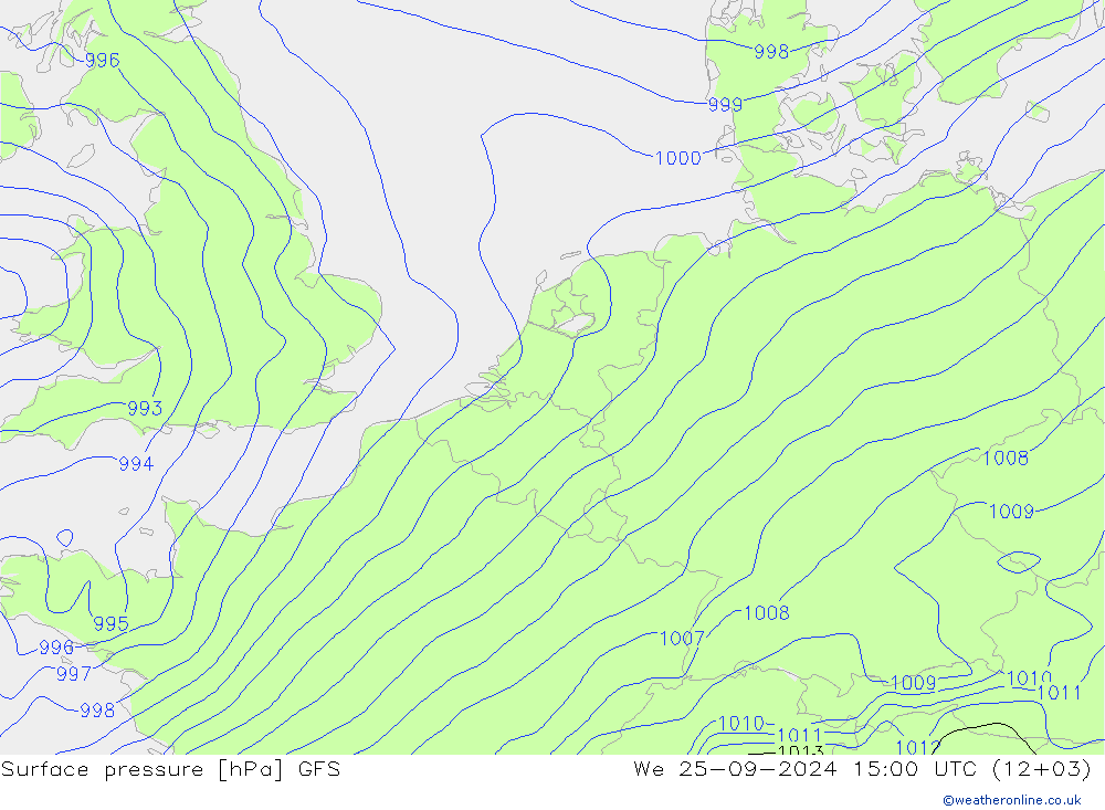 Surface pressure GFS We 25.09.2024 15 UTC