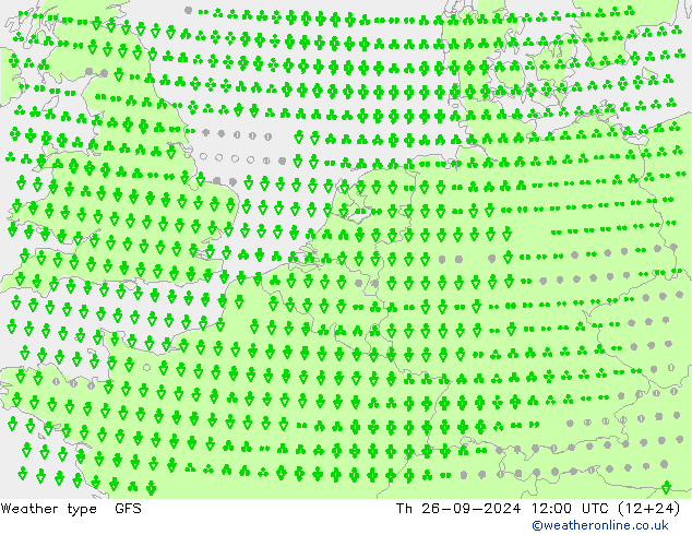 Tipo de precipitación GFS jue 26.09.2024 12 UTC