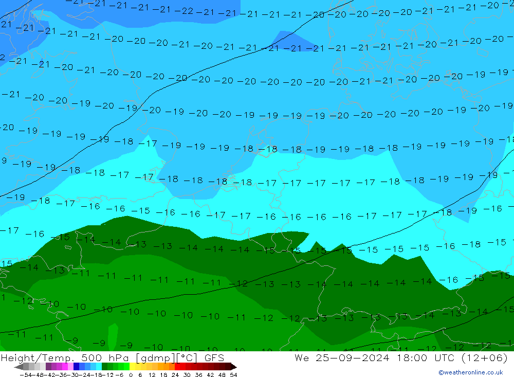 Z500/Rain (+SLP)/Z850 GFS ср 25.09.2024 18 UTC