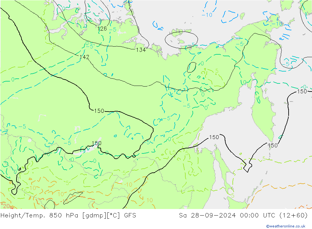 Height/Temp. 850 hPa GFS So 28.09.2024 00 UTC