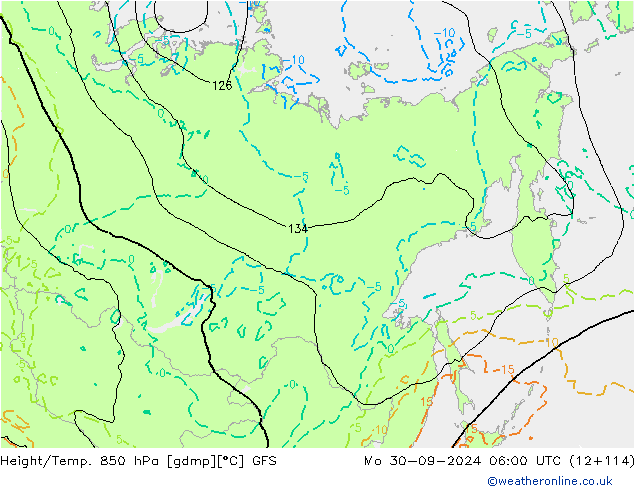 Z500/Rain (+SLP)/Z850 GFS пн 30.09.2024 06 UTC