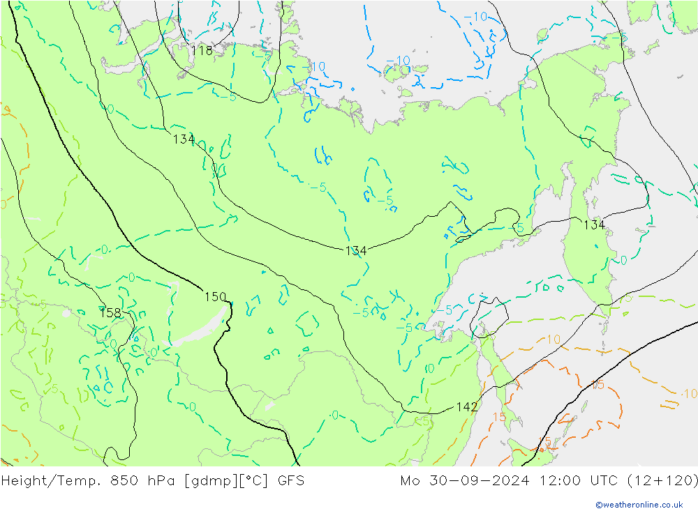 Z500/Yağmur (+YB)/Z850 GFS Pzt 30.09.2024 12 UTC