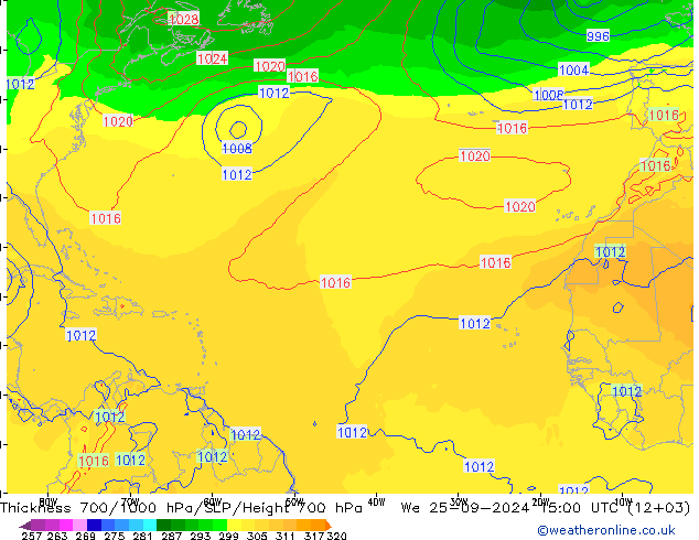 Schichtdicke 700-1000 hPa GFS Mi 25.09.2024 15 UTC