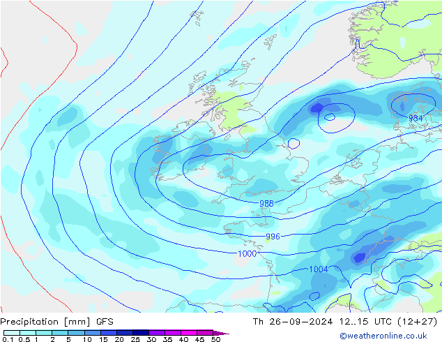 Precipitación GFS jue 26.09.2024 15 UTC