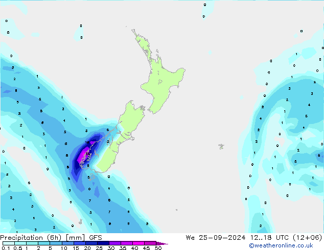 Z500/Rain (+SLP)/Z850 GFS Qua 25.09.2024 18 UTC