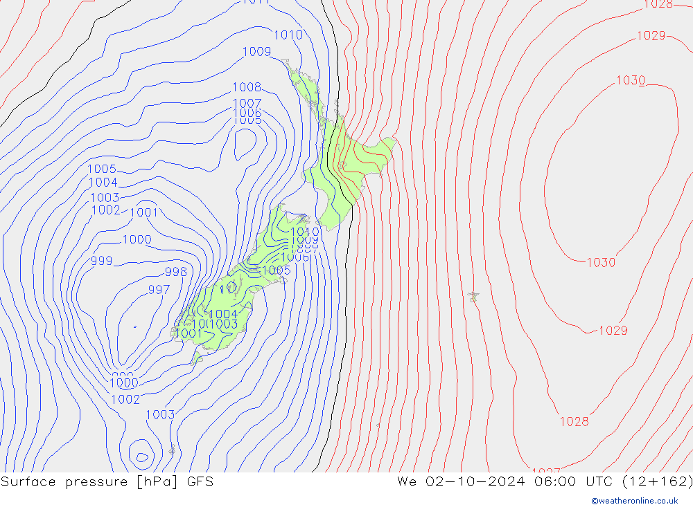 pressão do solo GFS Qua 02.10.2024 06 UTC