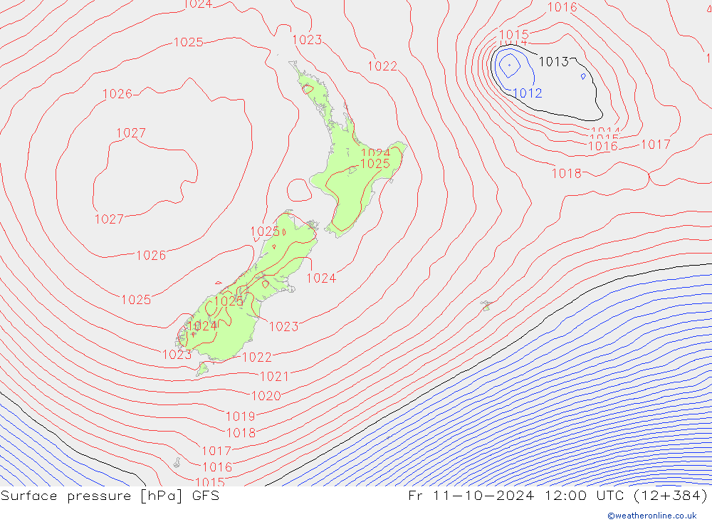 pressão do solo GFS Sex 11.10.2024 12 UTC